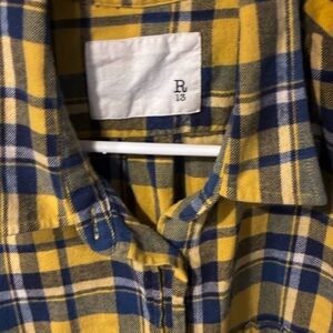 Yellow and Blue Plaid Shirt R13 worth serial numbers on tag